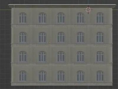 highpoly building with windows and balconies Free 3D model