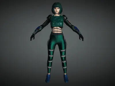 AAA Cyber Punk Female Character 06 Low-poly 3D model