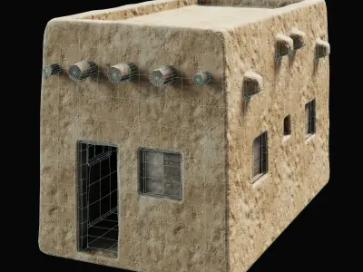 ANCIENT GENERIC CLAY HOUSES BUILDING DESERT EGYPT AAA COLLECTION Low-poly 3D model