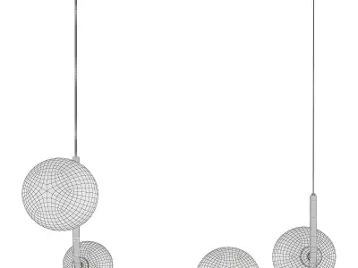 Marcan 4 Ball Chandelier Black Line Low-poly 3D model