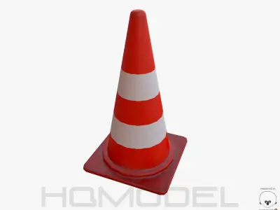 Cone PBR traffic Low-poly 3D model