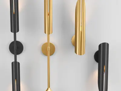 GERD collection wall sconces in gold 3D model