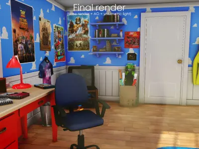 3D Cartoon bedroom environment from Toy Story 3D model