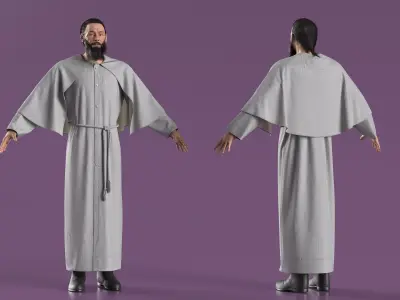  Monk with White Robe and Cape 