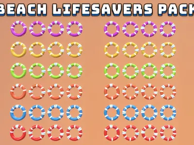 Beach Lifesavers Pack Low-poly 3D model