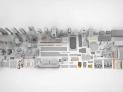 Sci-Fi architecture Elements collection 17 3D model