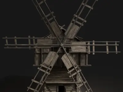 Medieval Wooden Fantasy Viking Windmill Silo AAA Next Gen Low-poly 3D model