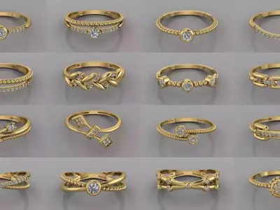 Ultra Light Ring 50 Pieces 3D Model Pack