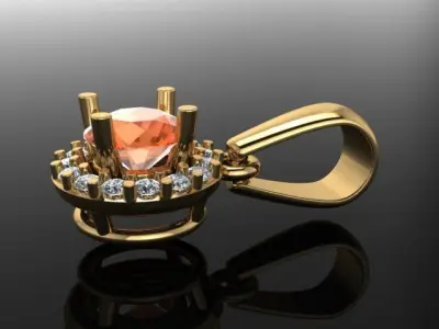 Dainty Round Halo Pendant with bell 5mm 3D print model