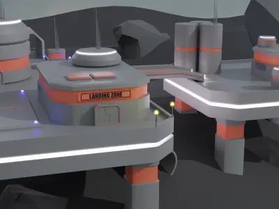 Sci-fi Platform Buildings Low-poly 3D model