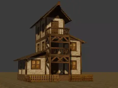 Medieval house eleven 14 Low-poly 3D model