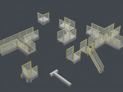 Catwalk set ladder with stripes Low-poly 3D model