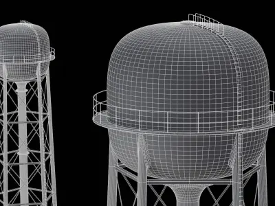 Water tower tank Low-poly 3D model