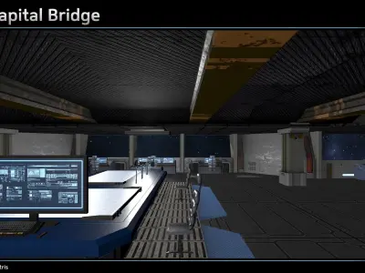 Scifi Capital Bridge Low-poly 3D model