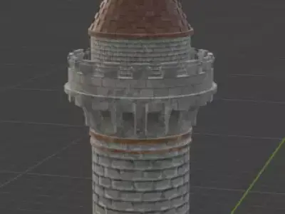 Medieval Round Watchtower Low-poly 3D model