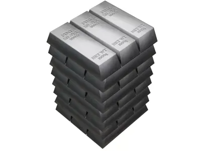 Silver Bar Low-poly 3D model