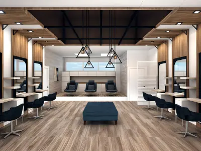 Modern Women Hair Salon Low-poly 3D model