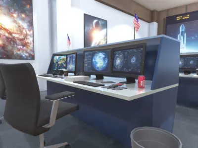 Mission Control Center Low-poly 3D model