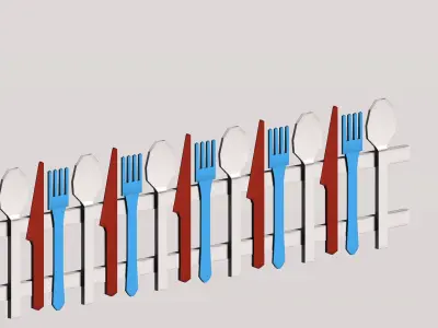 Modular spoon and forty style fence set Low-poly 3D model