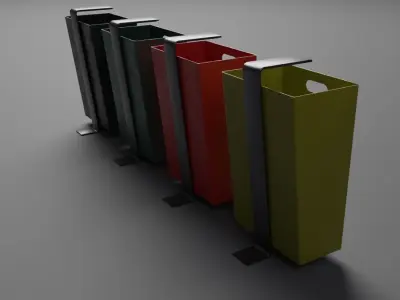 Street Trash Can Low-poly 3D model purchase