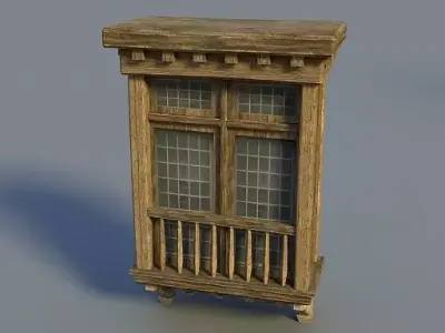 Wooden window 02 3D model