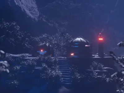 3d Low Poly Dark Concept Art Scene Low-poly 3D model