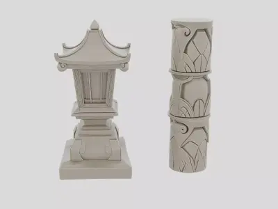 Ancient Fantasy Stone Standing Lantern for 3D print 3D model
