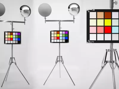 Ultra-Realistic Color Checker with Grey and Chrome Ball Free low-poly 3D model