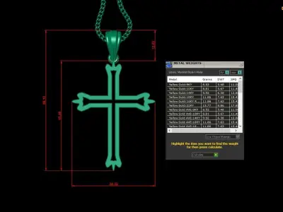 High Cross Pendant Light Gold 18K 4CP038 3D print model