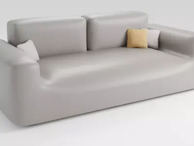 Soft leather sofa for relaxing in light colors 3D model