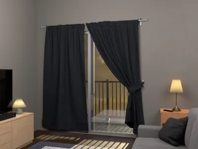 Curtains Low-poly 3D model