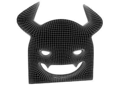 Angry Face with Horns Symbol V1 004 Low-poly 3D model