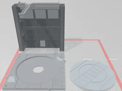  -MHB01F- Mecha Hangar Bay Base and Wall SET 01 Fixture 3D print model