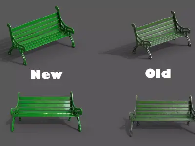 Street Bench Pack 2 Low-poly 3D model