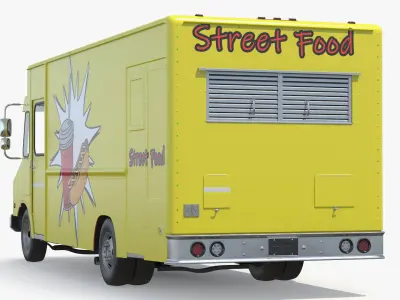 Solar Powered Food Truck with Interior Closed 3D model