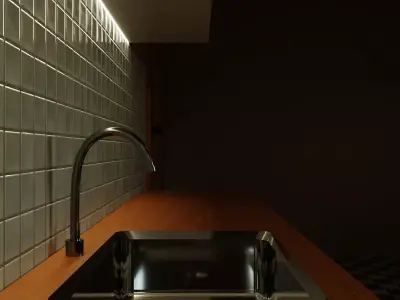 Realistic Kitchen Interior Scene Low-poly 3D model