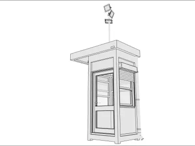 container guard booth 125cm x 125cm with roof above many formats 3D model