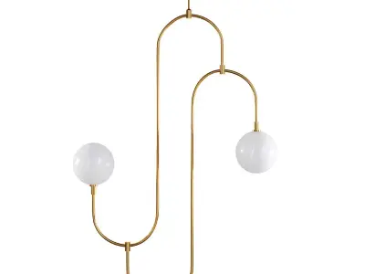 VETTO gold pendant light with two balls hanging from it 3D model