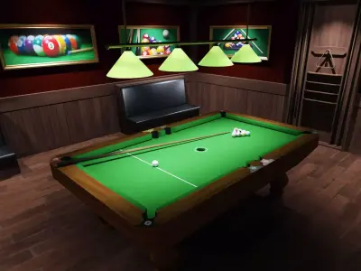Billiards Room Interior  Pool Table Environment  Unity Blender Low-poly 3D model