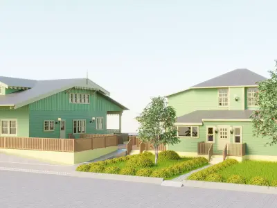 Colonial Theme Residential House Exterior 3D model