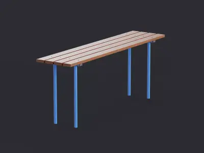 Bench Outdoor 02 Blue  Low-poly 3D model
