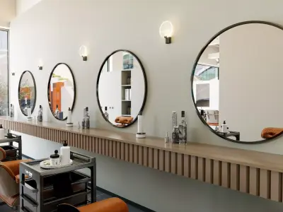 Modern Barber Shop - Hair salon - Realistic 3D Design 3D model