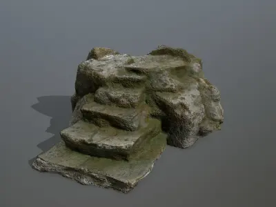 Altar Set piece of rock Low-poly 3D model