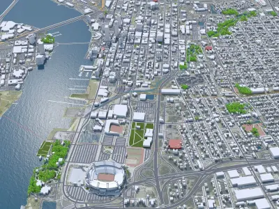 Jacksonville Downtown Florida USA Low-poly 3D model