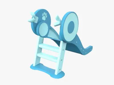 Kid Park Slide Park Equipment Interior Blue 3D model