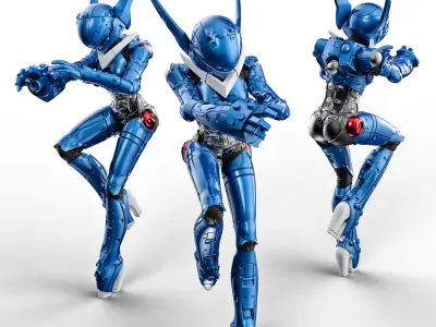 Priss in Hardsuit 2 Poses and  Bike 100mm 3D print model