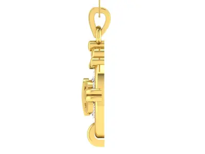 light weight yellow gold  diamond pendent -ZA PN 3170 3D print model