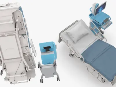  Clinical Workstation Cart with Patient Bed 