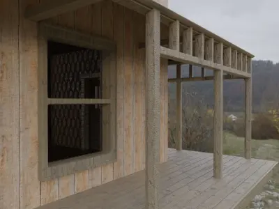 Old Wooden House - Detailed Interior Low-poly 3D model