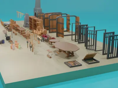 3D Low Poly Medieval Pack Low-poly 3D model